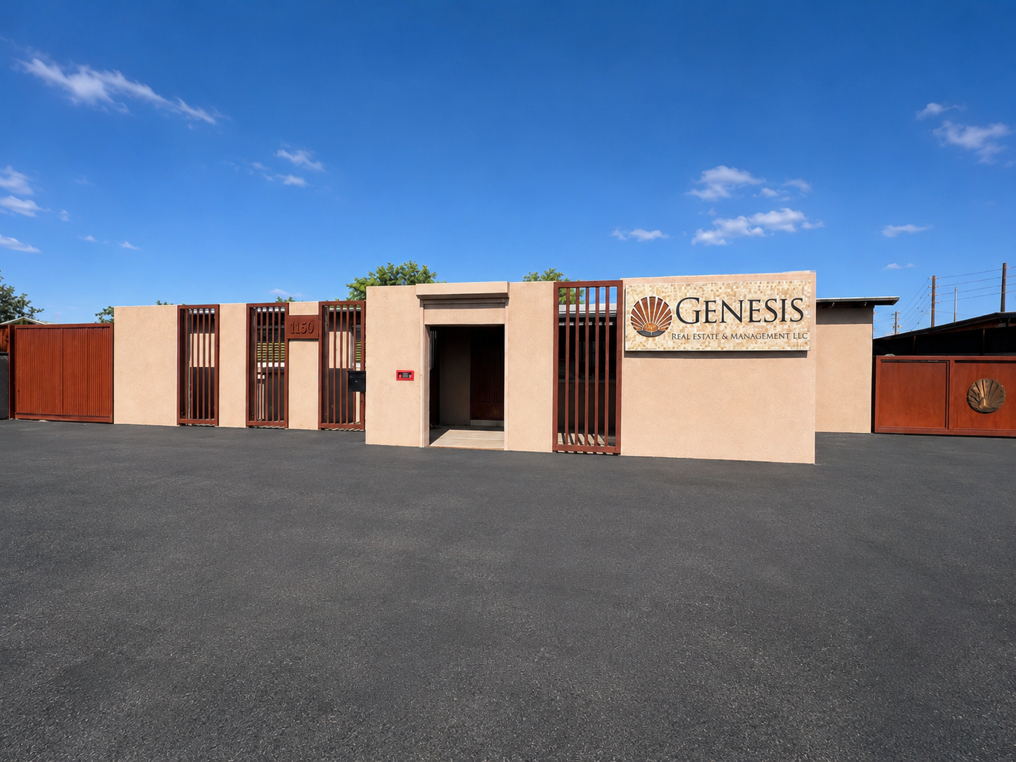 Exterior of the Genesis Real Estate & Management, LLC office at 1160 N. Craycroft Road in Tucson, Arizona.